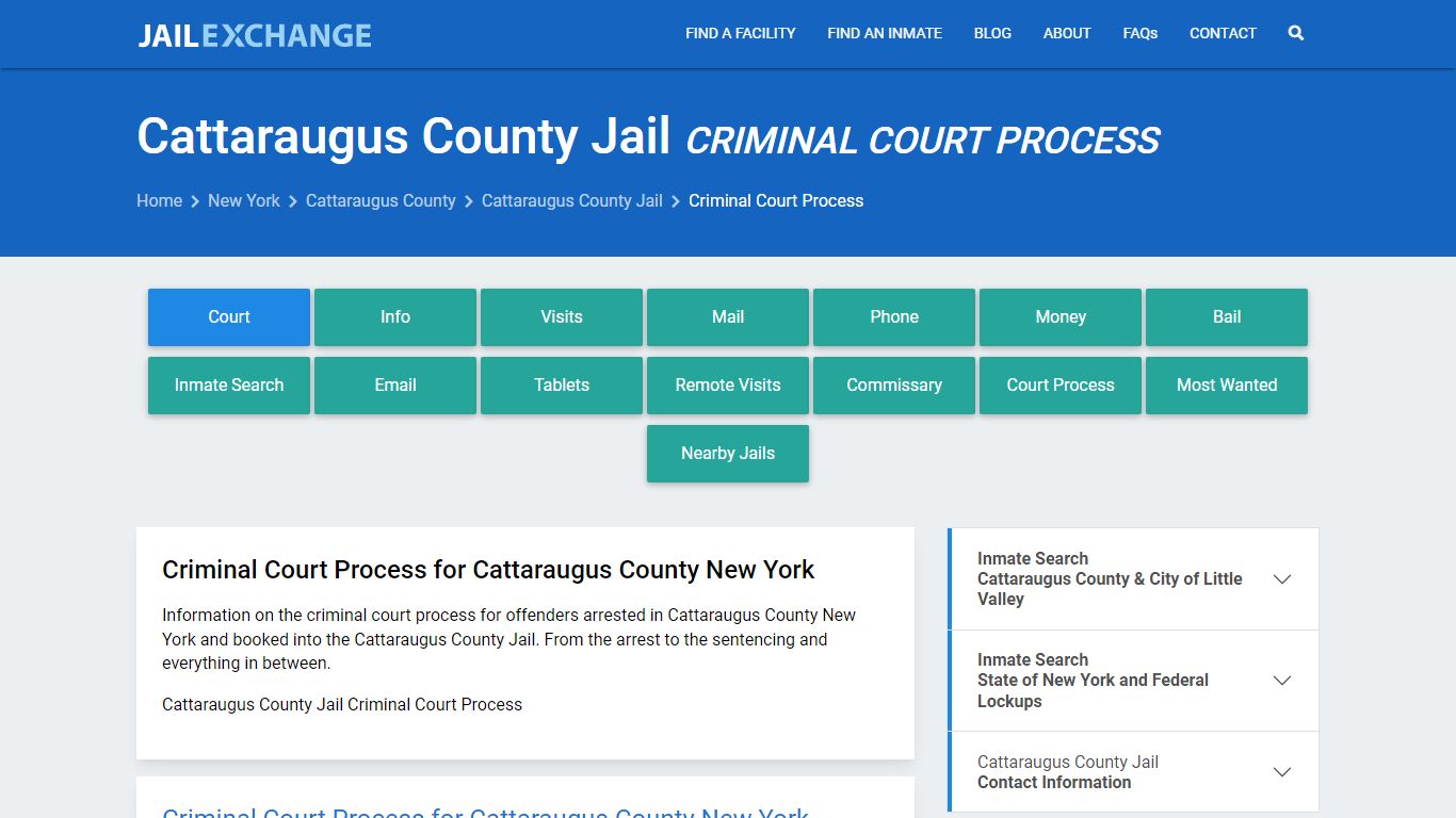 Cattaraugus County Jail Criminal Court Process - Jail Exchange